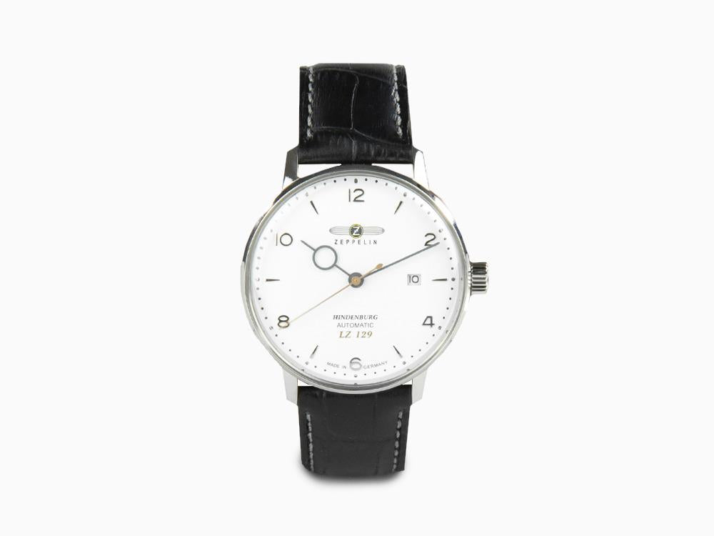 Zeppelin LZ 129 Hindenburg Automatik Uhr, Weiss, 40 mm, Tag, Lederband, 8062-1 Zeppelin LZ 129 Hindenburg Automatik Uhr, Weiss, 40 mm, Tag, Lederband, 8062-1