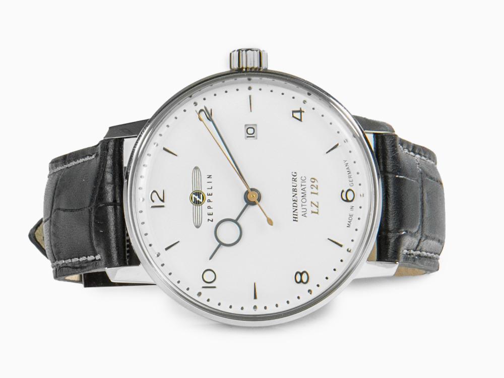Zeppelin LZ 129 Hindenburg Automatik Uhr, Weiss, 40 mm, Tag, Lederband, 8062-1 Zeppelin LZ 129 Hindenburg Automatik Uhr, Weiss, 40 mm, Tag, Lederband, 8062-1