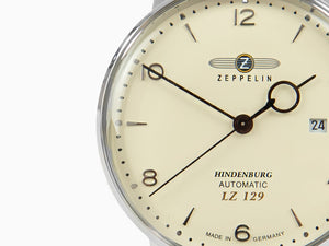 Zeppelin LZ 129 Hindenburg Automatik Uhr, Beige, 40 mm, Tag, Lederband, 8062-5