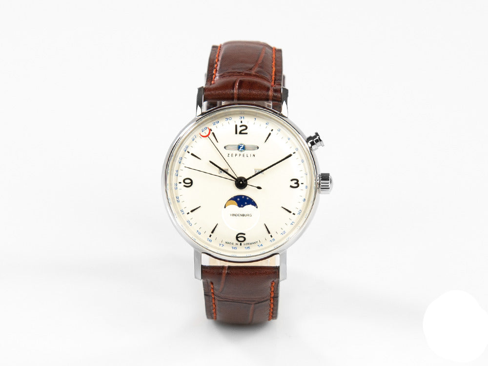 Zeppelin LZ 129 Hindenburg Moonphase Quartz Uhr, Beige, 41 mm, 8076-5
