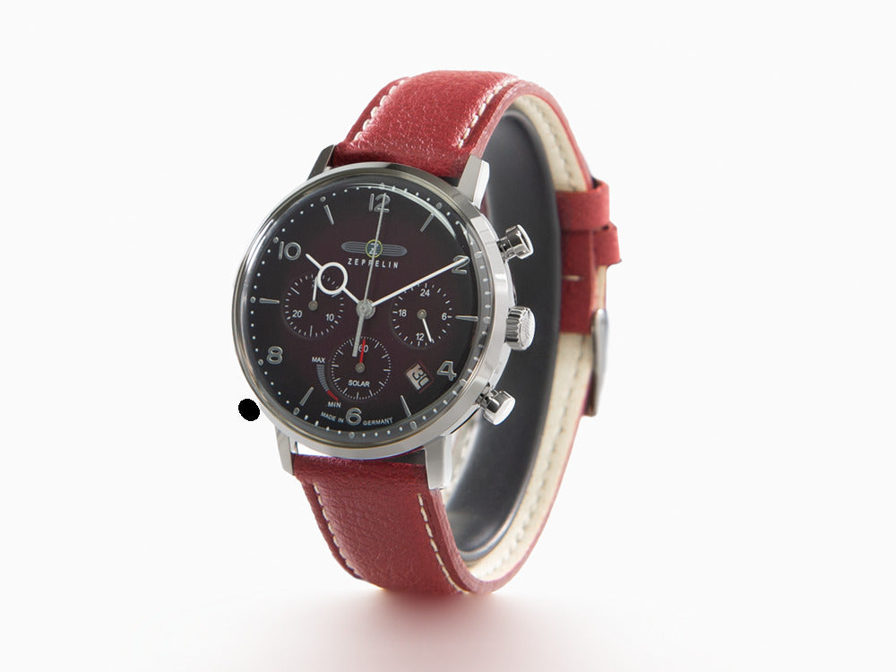 Zeppelin LZ 129 Hindenburg Quartz Uhr, Rot, 41 mm, Tag, Lederband, 8086-2n