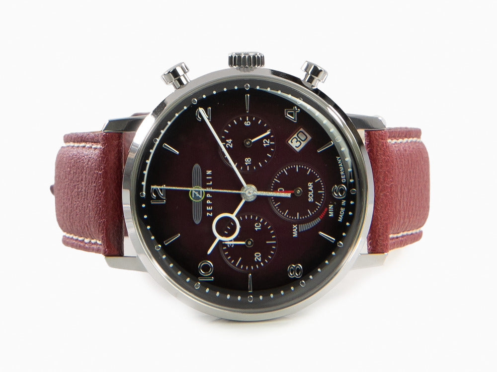 Zeppelin LZ 129 Hindenburg Quartz Uhr, Rot, 41 mm, Tag, Lederband, 8086-2n