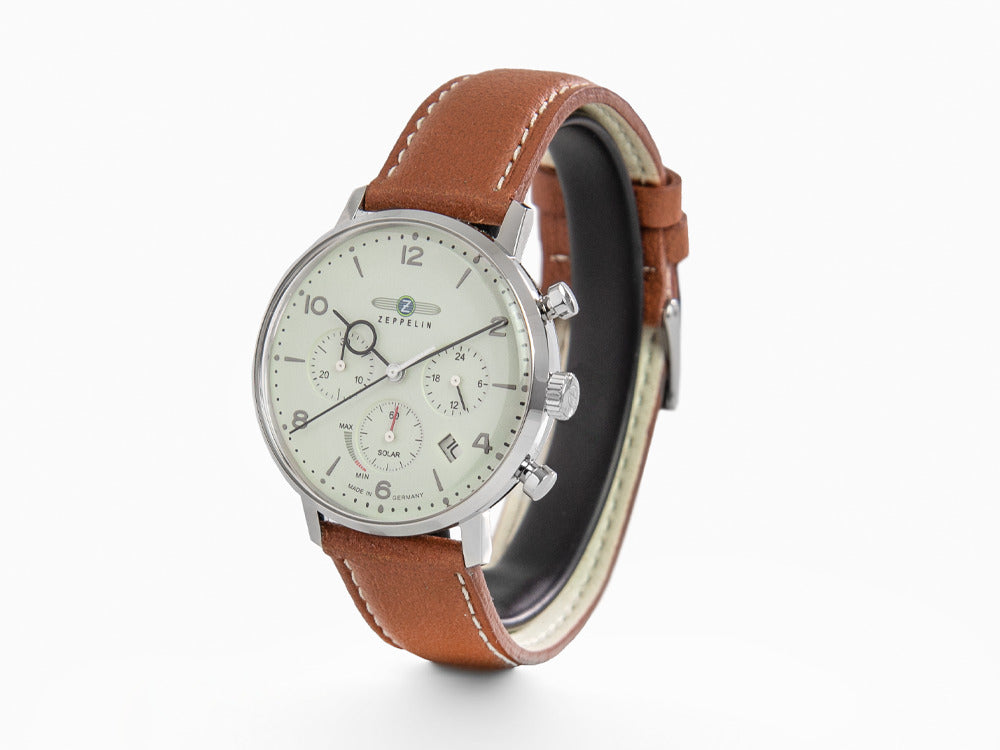 Zeppelin LZ 129 Hindenburg Quartz Uhr, Beige, 41 mm, Tag, Lederband, 8086-5n Zeppelin LZ 129 Hindenburg Quartz Uhr, Beige, 41 mm, Tag, Lederband, 8086-5n