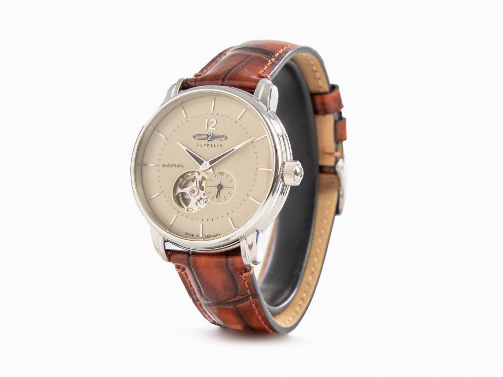 Zeppelin LZ 120 Bodensee Automatik Uhr, Beige, 40cm, Lederband, 8166-1