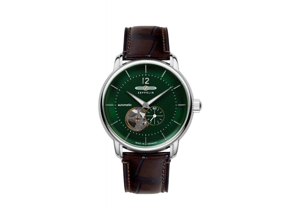 Zeppelin LZ 120 Bodensee Automatik Uhr, Grün, 40mm, Lederband, 8166-4