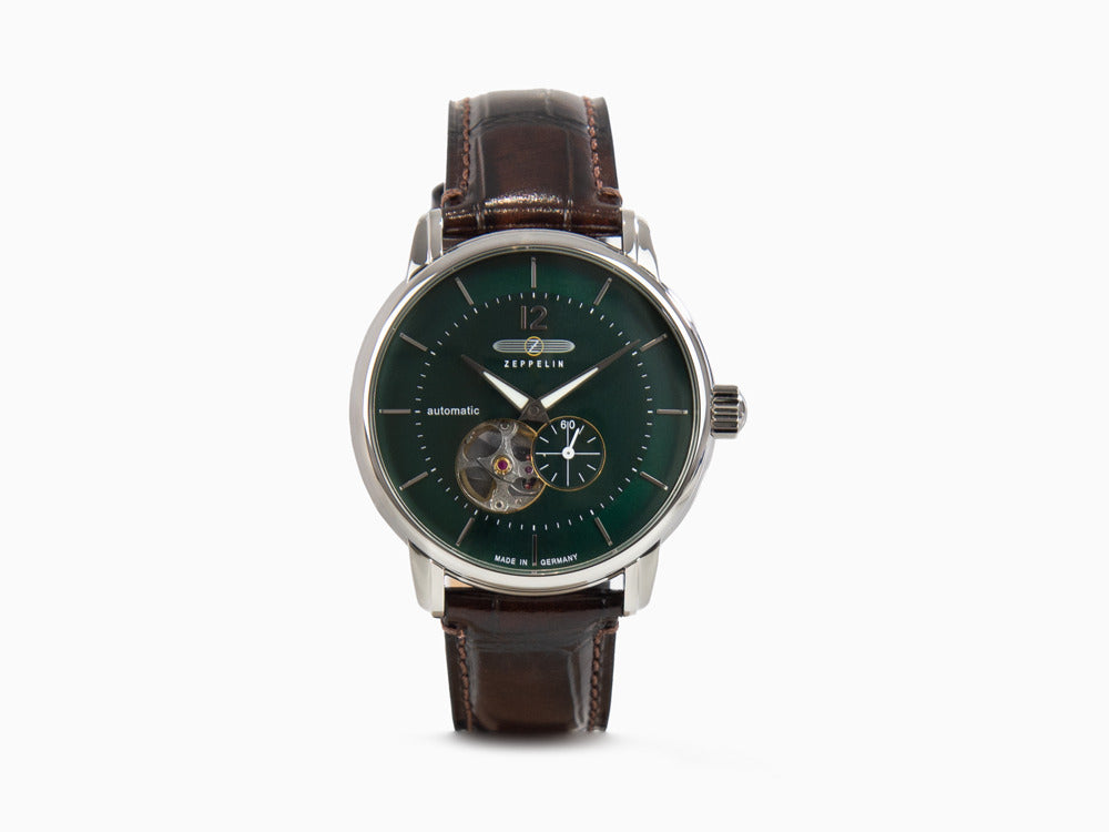 Zeppelin LZ 120 Bodensee Automatik Uhr, Grün, 40mm, Lederband, 8166-4