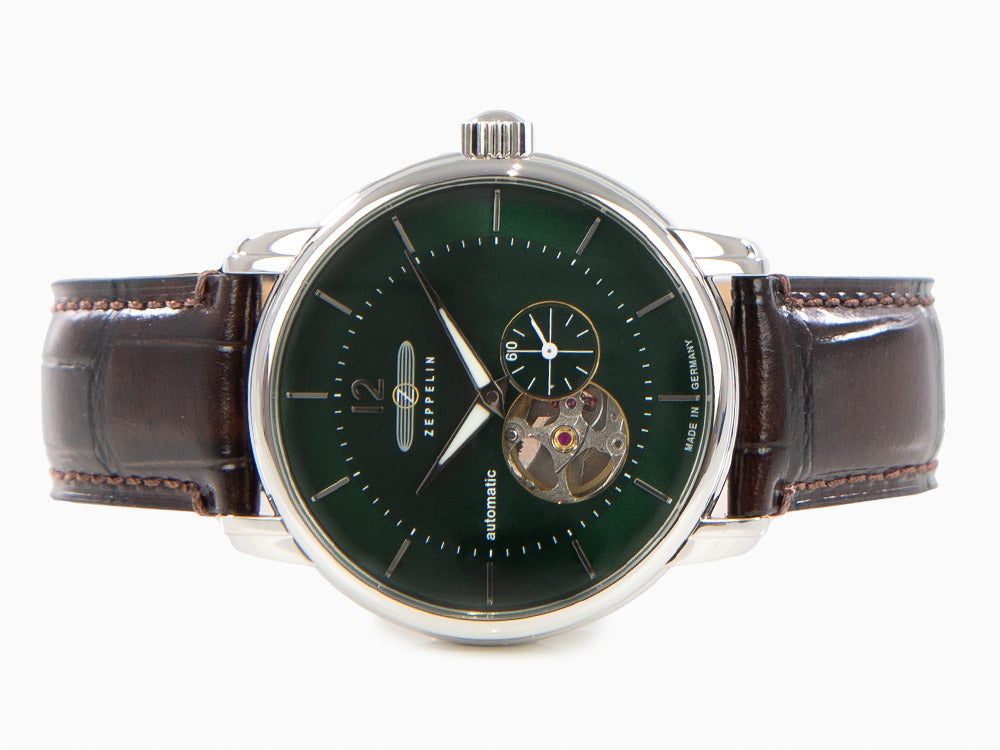 Zeppelin LZ 120 Bodensee Automatik Uhr, Grün, 40mm, Lederband, 8166-4