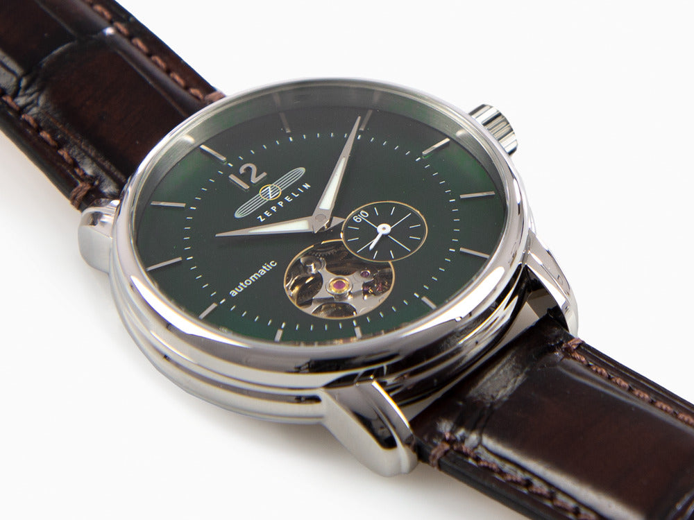 Zeppelin LZ 120 Bodensee Automatik Uhr, Grün, 40mm, Lederband, 8166-4