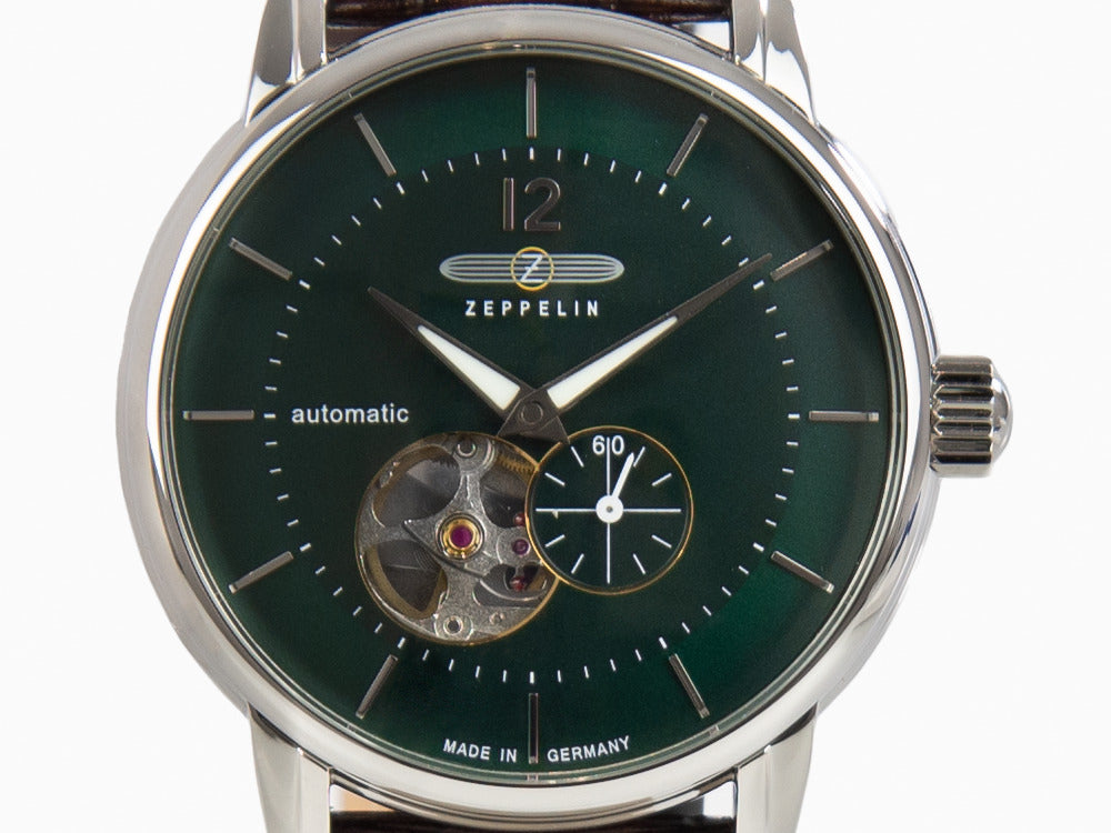 Zeppelin LZ 120 Bodensee Automatik Uhr, Grün, 40mm, Lederband, 8166-4