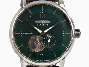 Zeppelin LZ 120 Bodensee Automatik Uhr, Grün, 40cm, Lederband, 8166-4