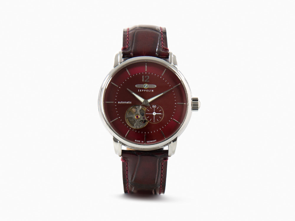 Zeppelin LZ 120 Bodensee Automatik Uhr, Rot, 40cm, Lederband, 8166-5