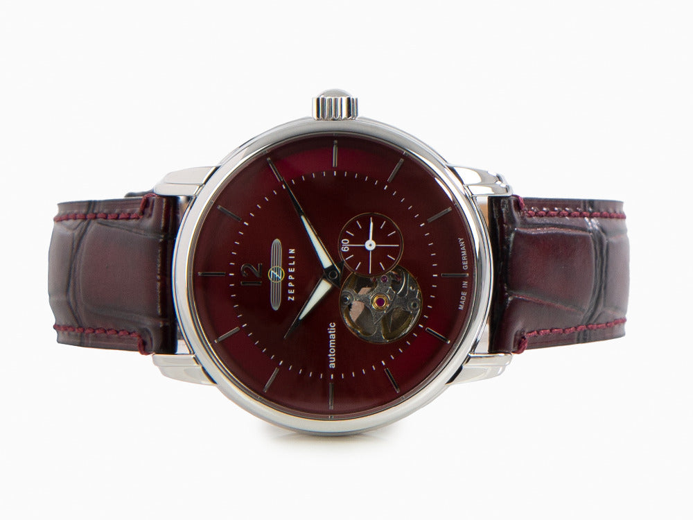 Zeppelin LZ 120 Bodensee Automatik Uhr, Rot, 40cm, Lederband, 8166-5
