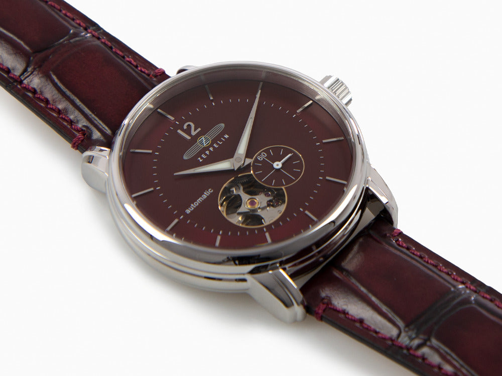 Zeppelin LZ 120 Bodensee Automatik Uhr, Rot, 40cm, Lederband, 8166-5