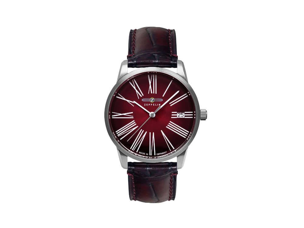 Zeppelin Flatline Lady Quartz Uhr, Bordeaux, 36 mm, 8345-5