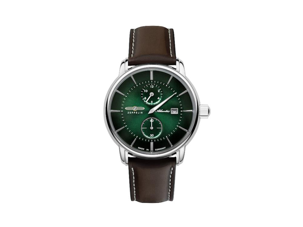 Zeppelin Atlantic Automatik Uhr, Grün, 42 mm, Tag, Lederband, 8426-4