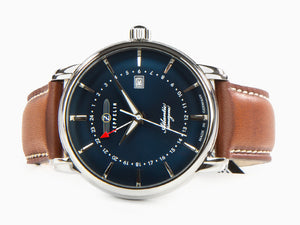 Zeppelin Atlantic Quartz Uhr, Blau, 41 mm, Tag, Lederband, 8442-3