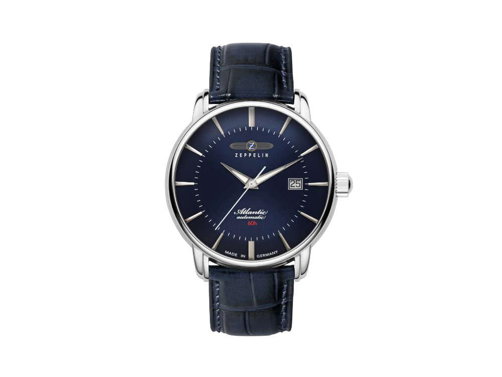 Zeppelin Atlantic Automatik Uhr, Blau, 40 mm, Tag, Lederband, 8460-3