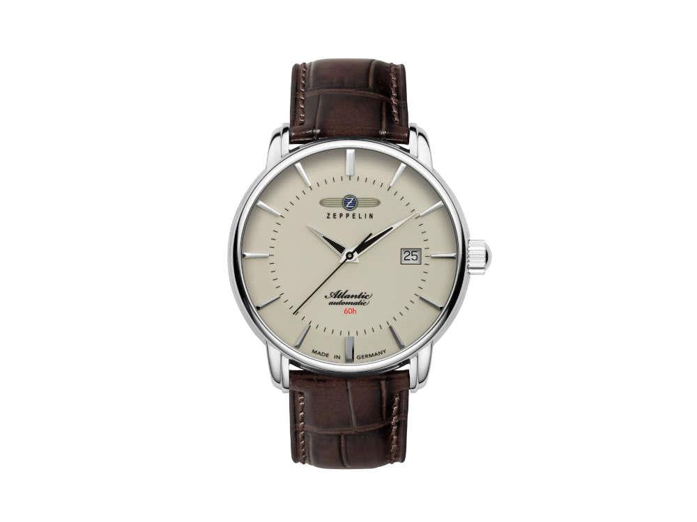 Zeppelin Atlantic Automatik Uhr, Beige, 40 mm, Tag, Lederband, 8460-5
