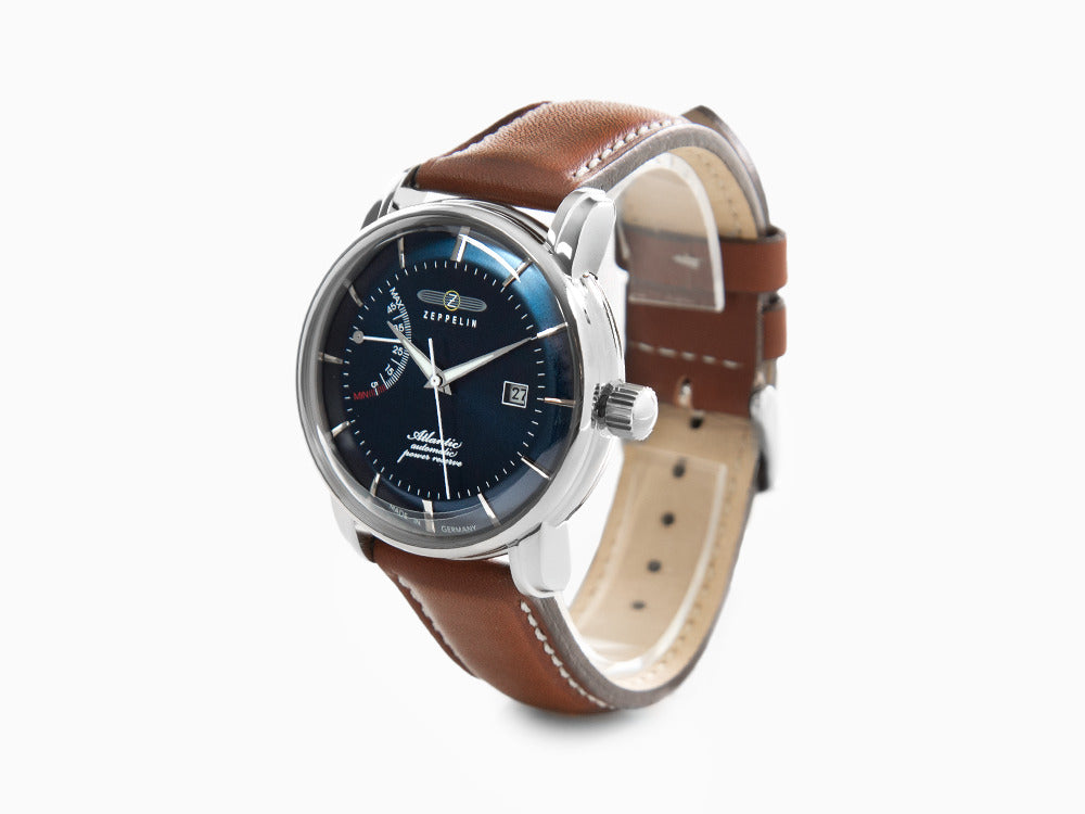 Zeppelin Atlantic Automatik Uhr, Blau, 42 mm, Tag, Lederband, 8462-3