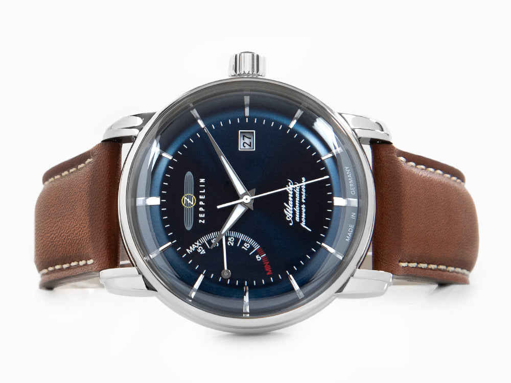 Zeppelin Atlantic Automatik Uhr, Blau, 42 mm, Tag, Lederband, 8462-3