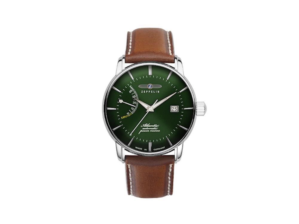 Zeppelin Atlantic Automatik Uhr, Grün, 41 mm, Tag, Lederband, 8462-4