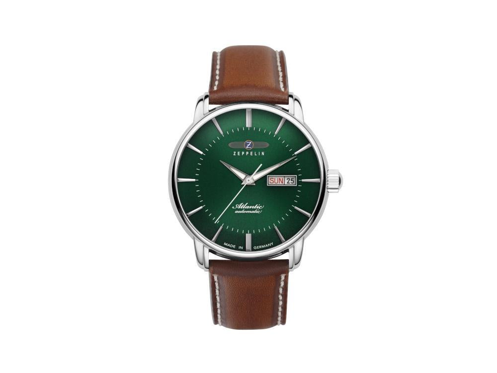 Zeppelin Atlantic Automatik Uhr, Grün, 40 mm, Lederband, 8466-4
