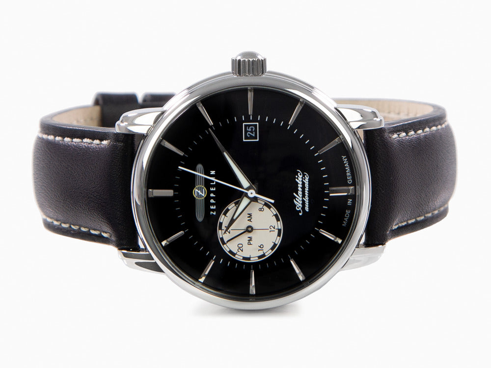 Zeppelin Atlantic Automatik Uhr, Schwarz, 41 mm, Tag, Lederband, 8470-2