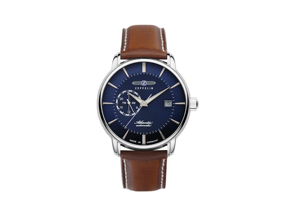 Zeppelin Atlantic Automatik Uhr, Blau, 41 mm, Tag, Lederband, 8470-3