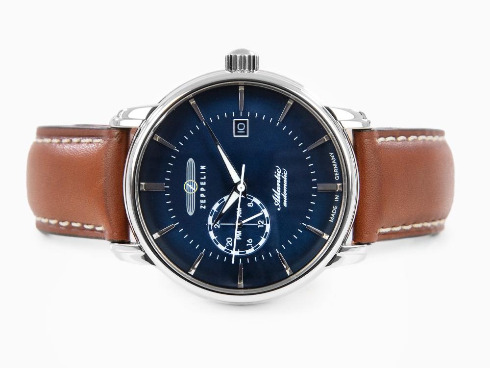 Zeppelin Atlantic Automatik Uhr, Blau, 41 mm, Tag, Lederband, 8470-3