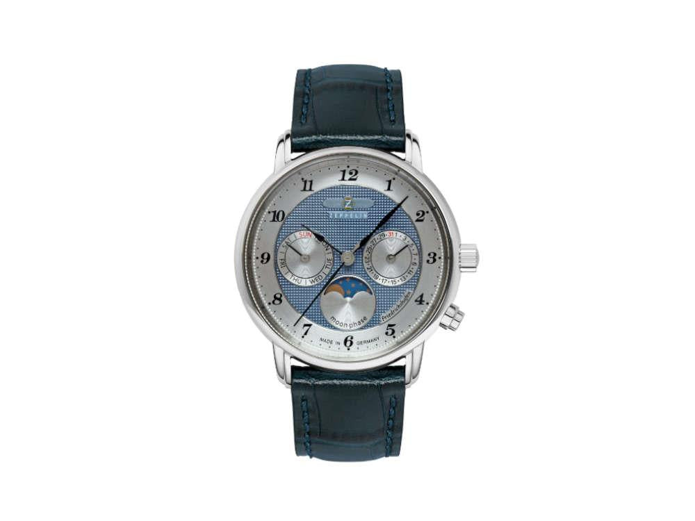 Zeppelin Friedrichshafen Moon Phase Quartz Uhr, Blau, 36 mm, 8537-3