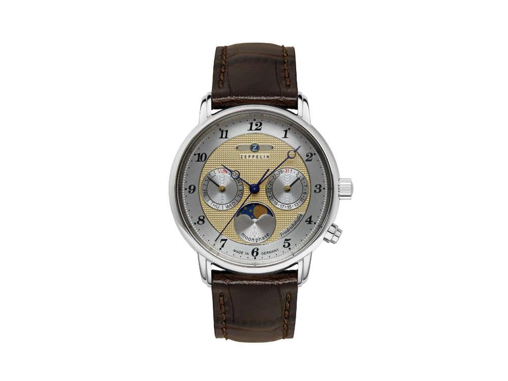 Zeppelin Friedrichshafen Moon Phase Quartz Uhr, Golden, 36 mm, 8537-5