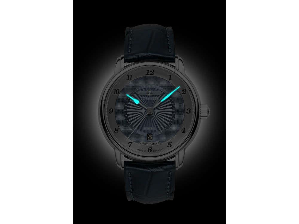 Zeppelin Friedrichshafen Automatik Uhr, Blau, 40 mm, Tag, 8556-3