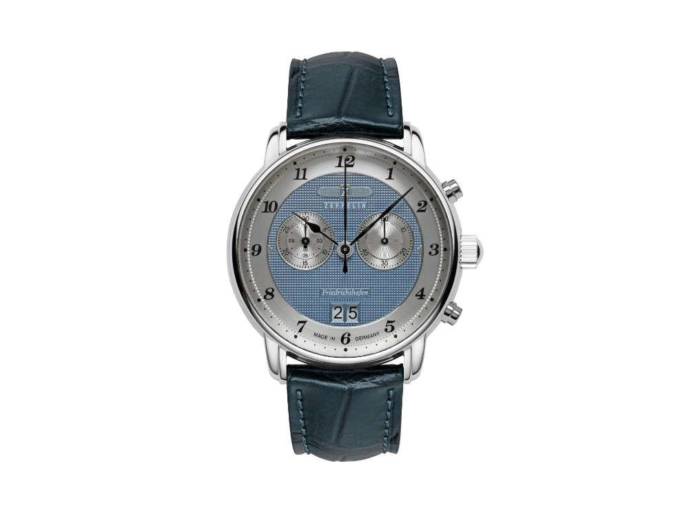 Zeppelin Friedrichshafen Quartz Uhr, Blau, 40 mm, Chronograph, 8584-3