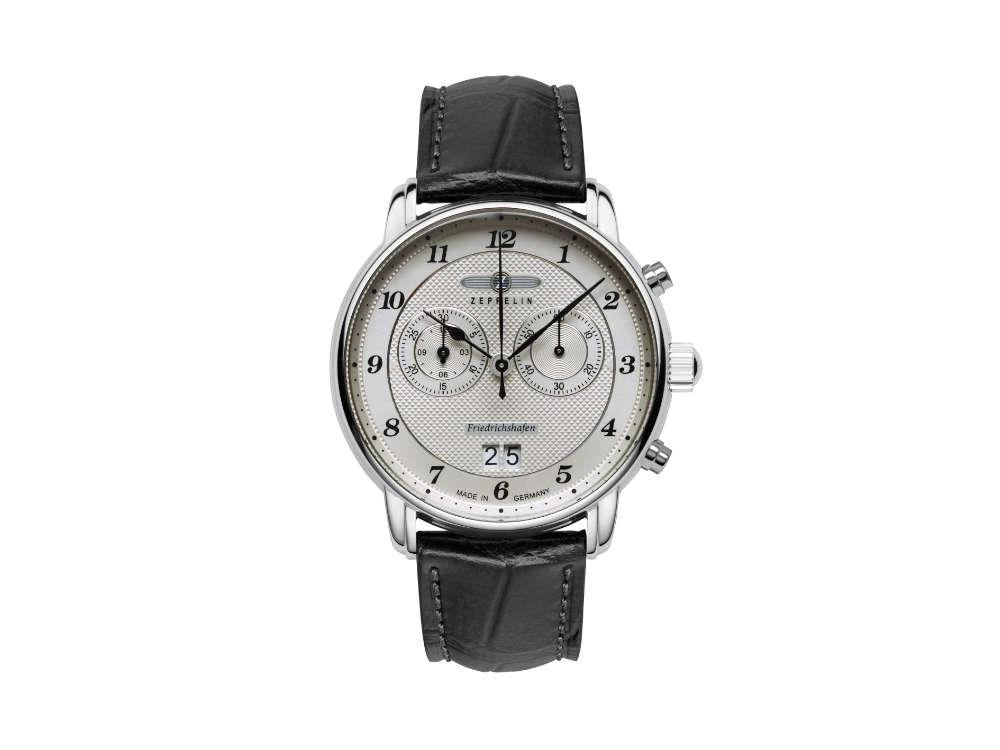 Zeppelin Friedrichshafen Quartz Uhr, Silber, 40 mm, Chronograph, 8584-4