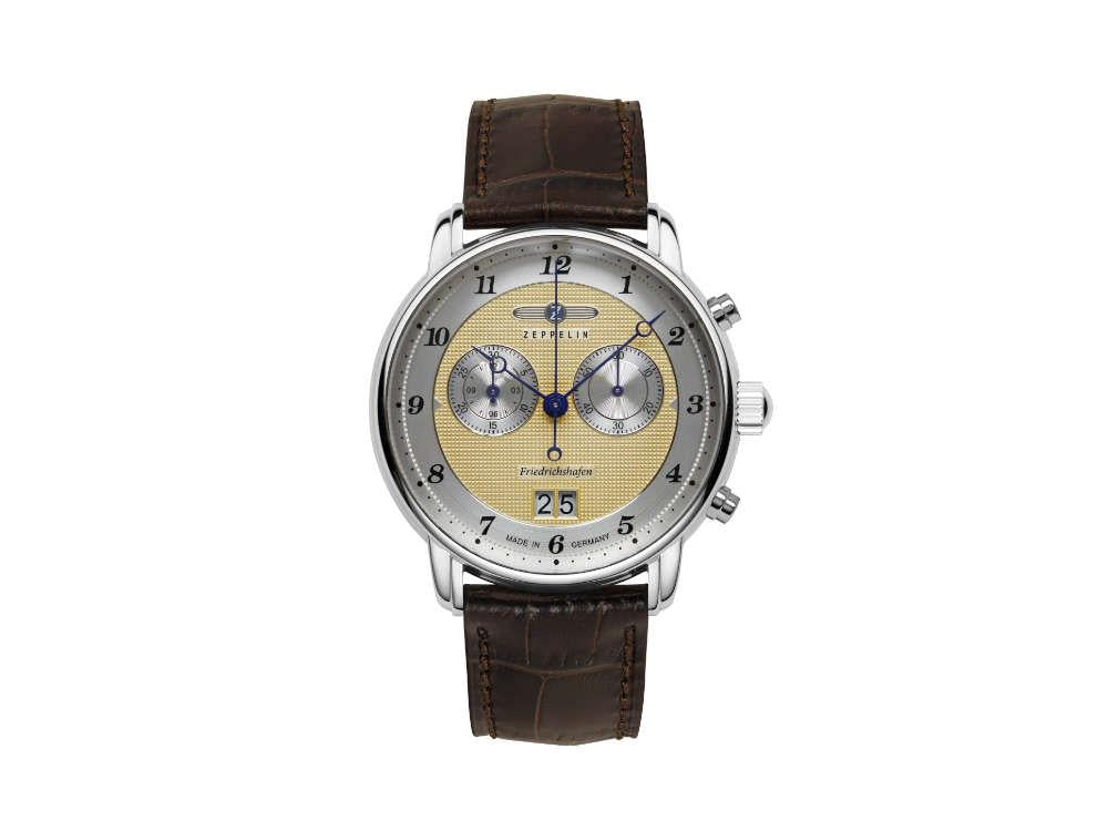 Zeppelin Friedrichshafen Quartz Uhr, Golden, 40 mm, Chronograph, 8584-5