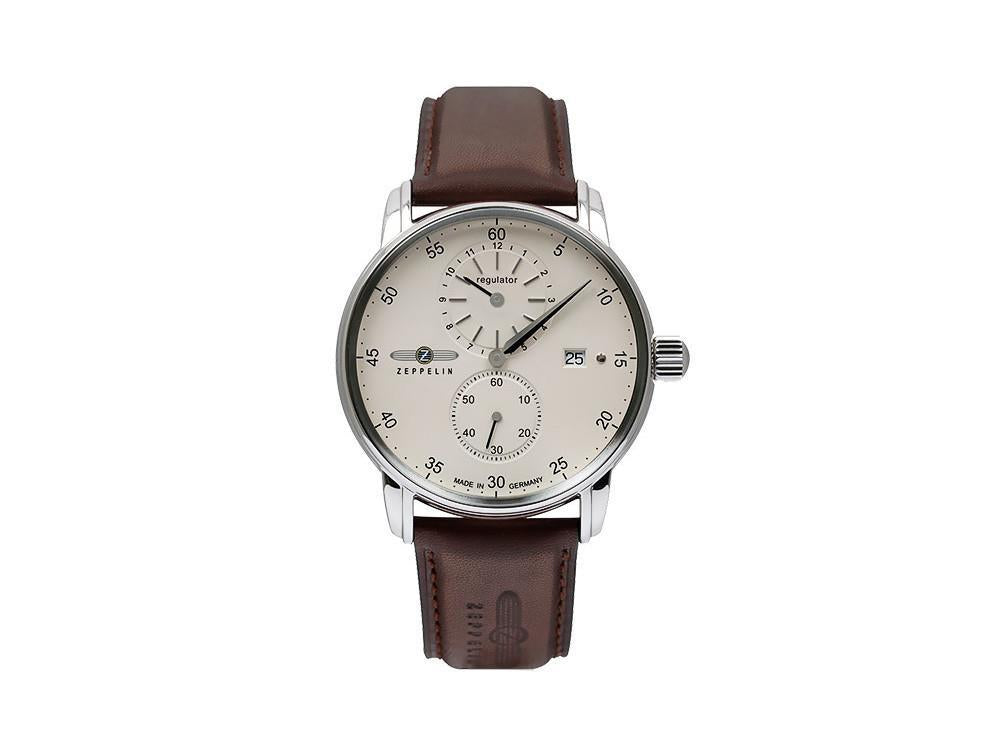 Zeppelin Captain Line Automatik Uhr, Weiss, 43 mm, Tag, Lederband, 8622-5