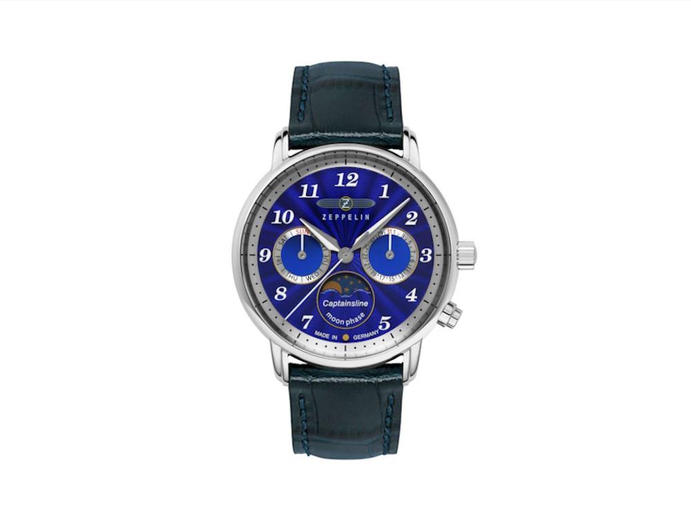 Zeppelin Ultramarin Captain Line Quartz Uhr, 36 mm, Tag, 8639-3