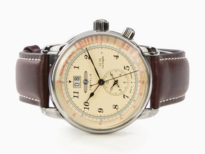 Zeppelin LZ126 Los Angeles Quartz Uhr, Cremefarben, 42 mm, GMT, 8644-5