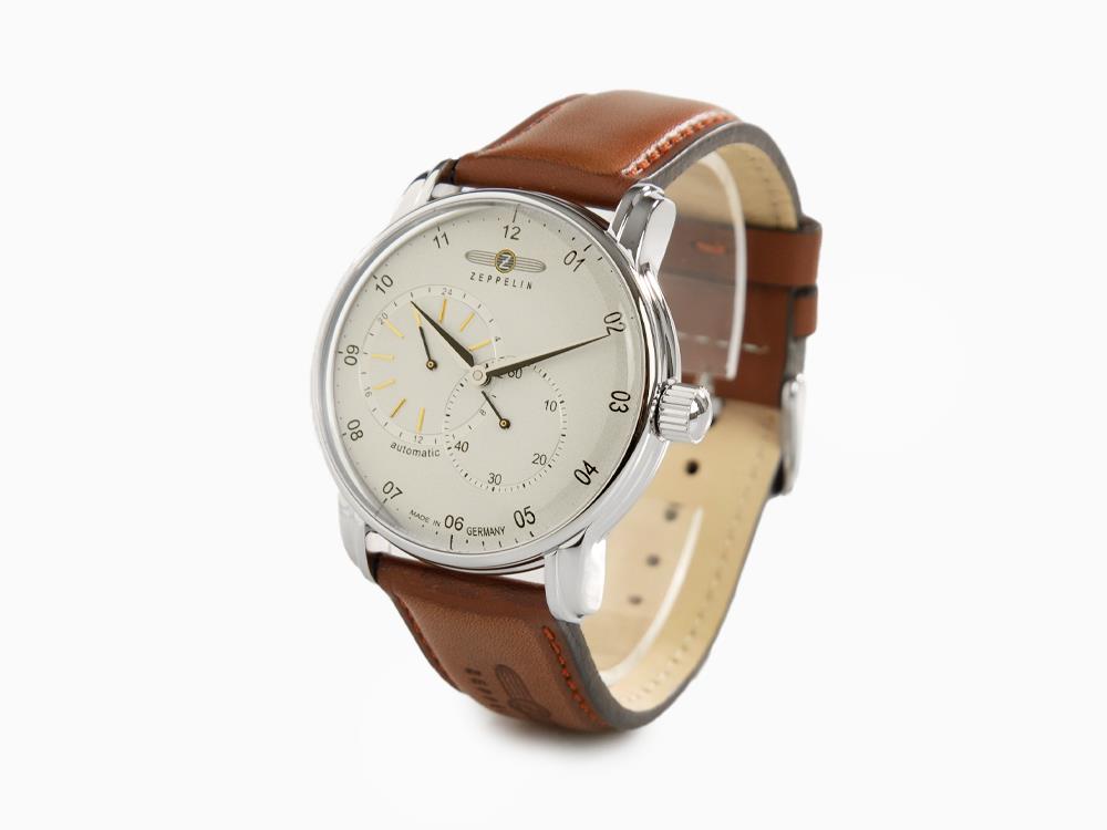 Zeppelin Captain Line Automatik Uhr, Beige, 43 mm, Lederband, 8662-1