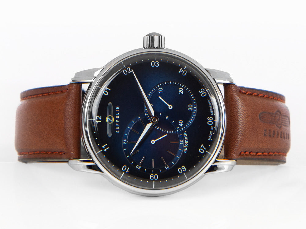 Zeppelin Captain Line Automatik Uhr, Blau, 42 mm, Lederband, 8662-3