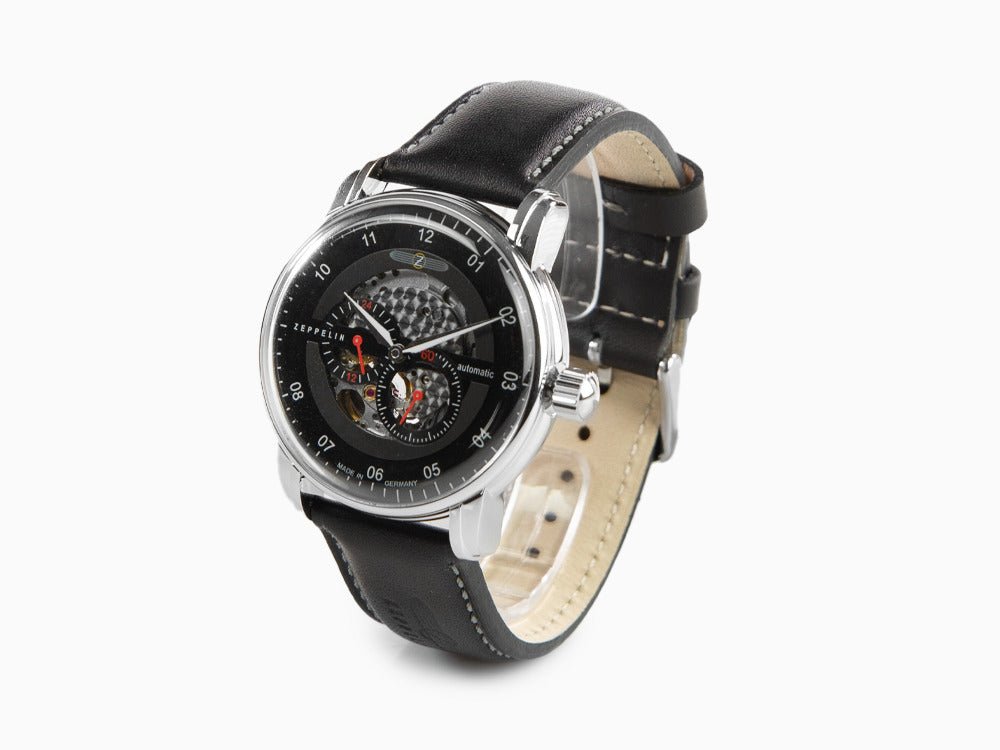 Zeppelin Captain Line Automatik Uhr, Schwarz, 43 mm, Lederband, 8664-2
