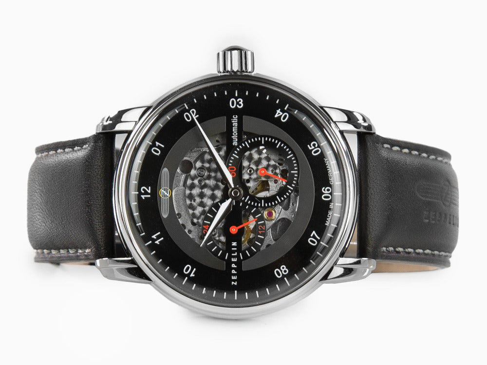 Zeppelin Captain Line Automatik Uhr, Schwarz, 43 mm, Lederband, 8664-2