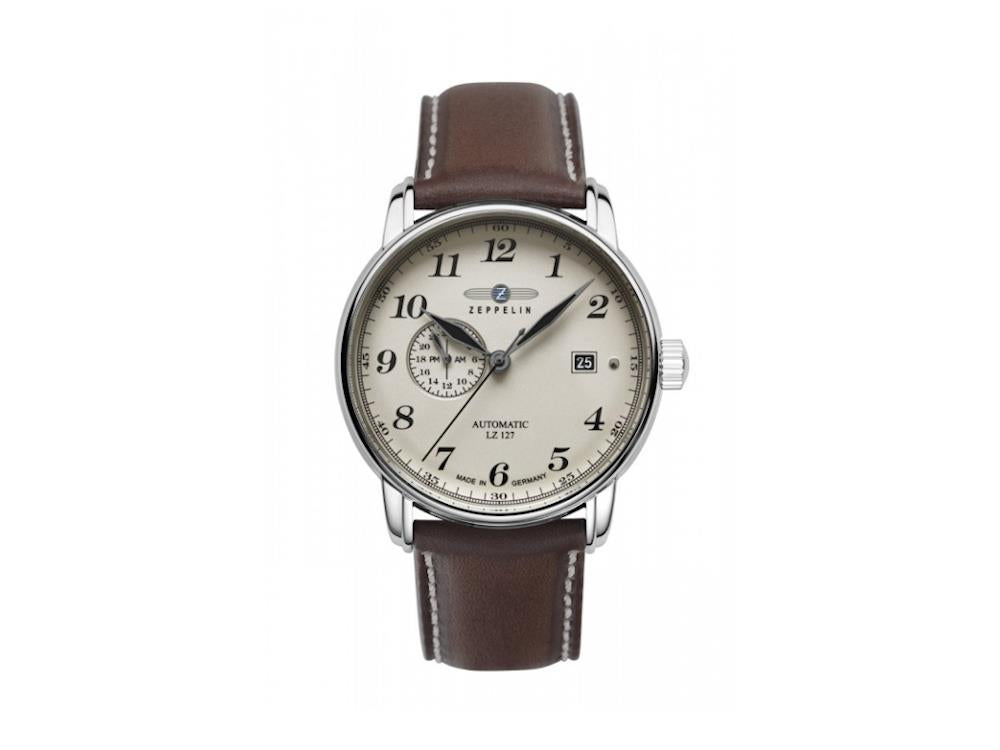 Zeppelin LZ 127 Graf Zeppelin Automatik Uhr, Weiss, 40 mm, Lederband, 8668-4