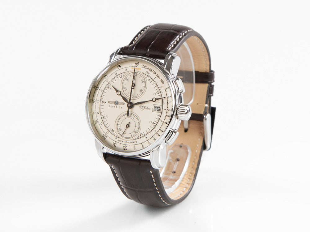 Zeppelin 100 Years Zeppelin Ed. 1 Quartz Uhr, Weiss, 42 mm, Tag, 8670-1