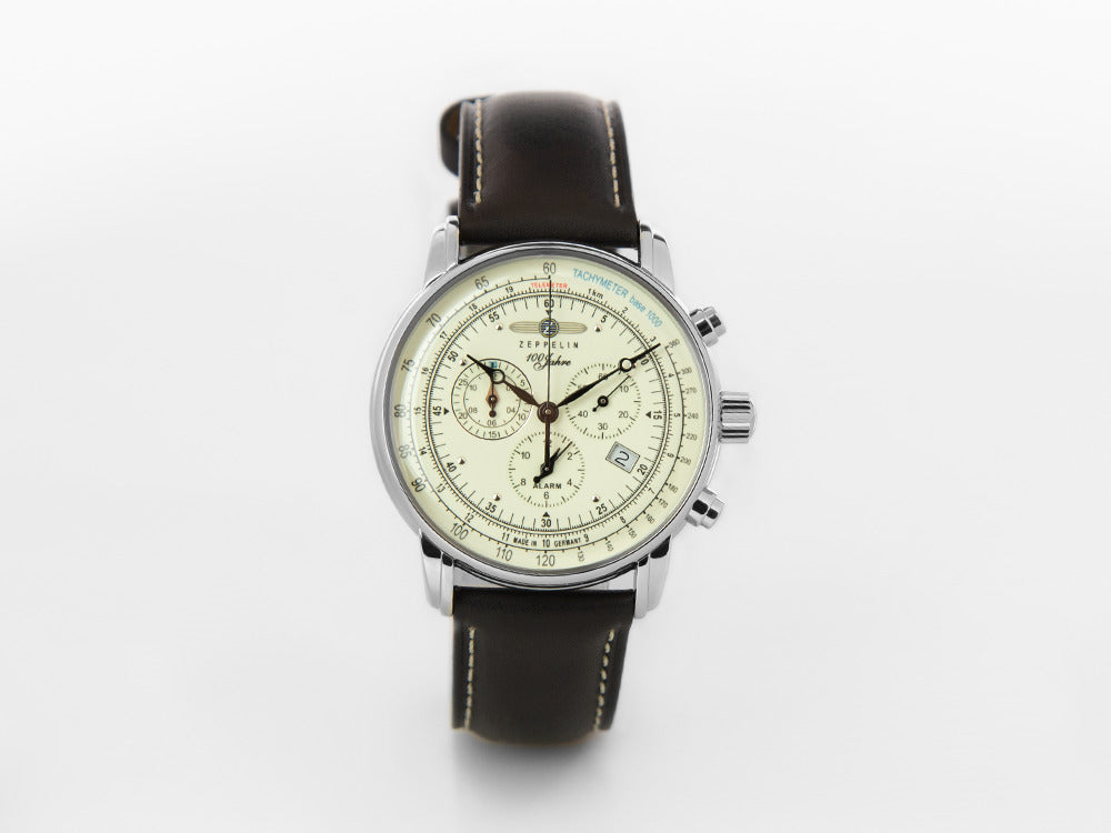 Zeppelin 100 Years Zeppelin Ed. 1 Quartz Uhr, Weiss, 42 mm, Tag, 8680-3