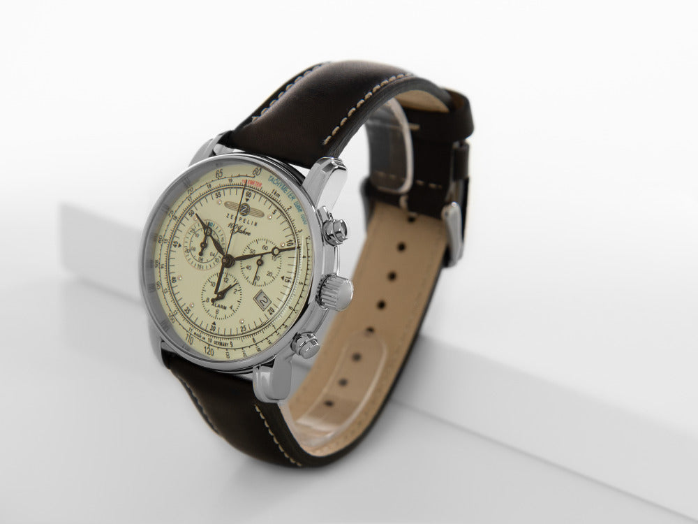 Zeppelin 100 Years Zeppelin Ed. 1 Quartz Uhr, Weiss, 42 mm, Tag, 8680-3