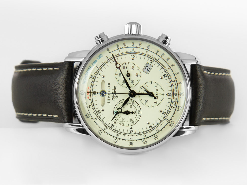 Zeppelin 100 Years Zeppelin Ed. 1 Quartz Uhr, Weiss, 42 mm, Tag, 8680-3