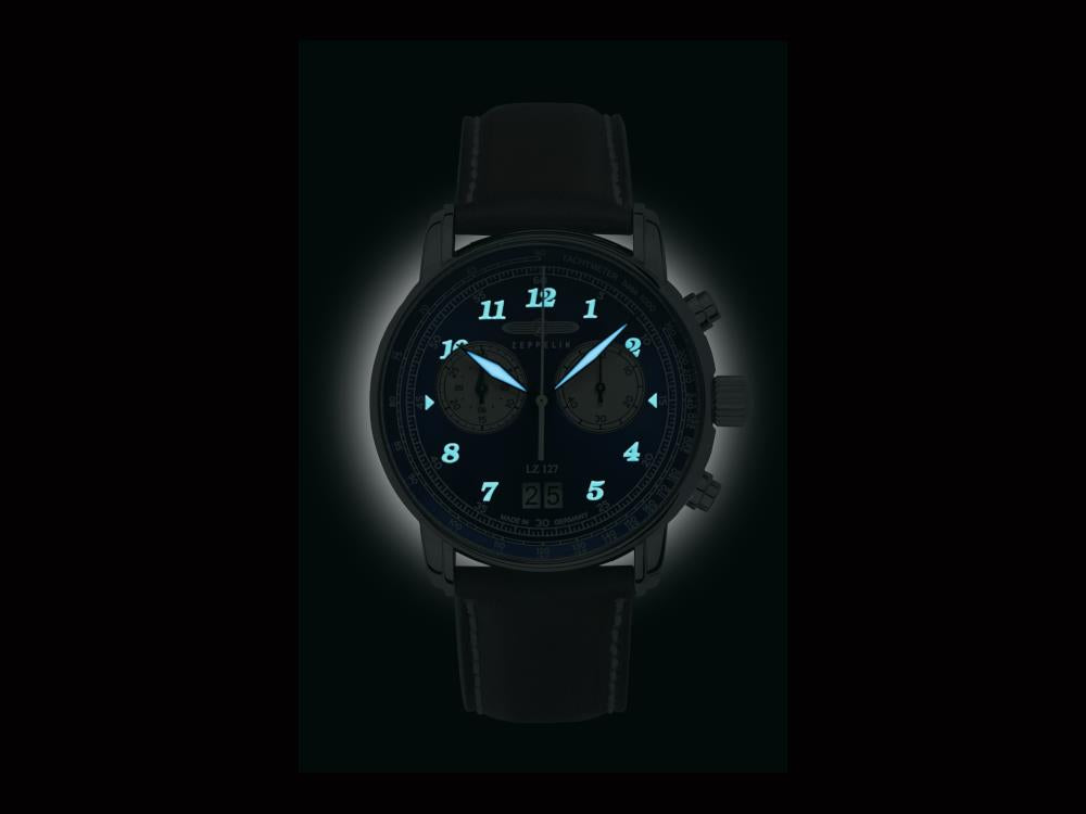 Zeppelin LZ 127 Graf Zeppelin Quartz Uhr, Blau, 40 mm, Tag, 8684-3