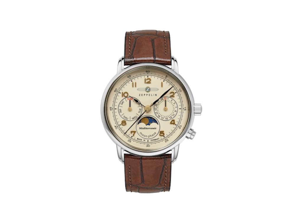 Zeppelin Méditerranée Quartz Uhr, Beige, 36 mm, Tag und Datum, 9637-5
