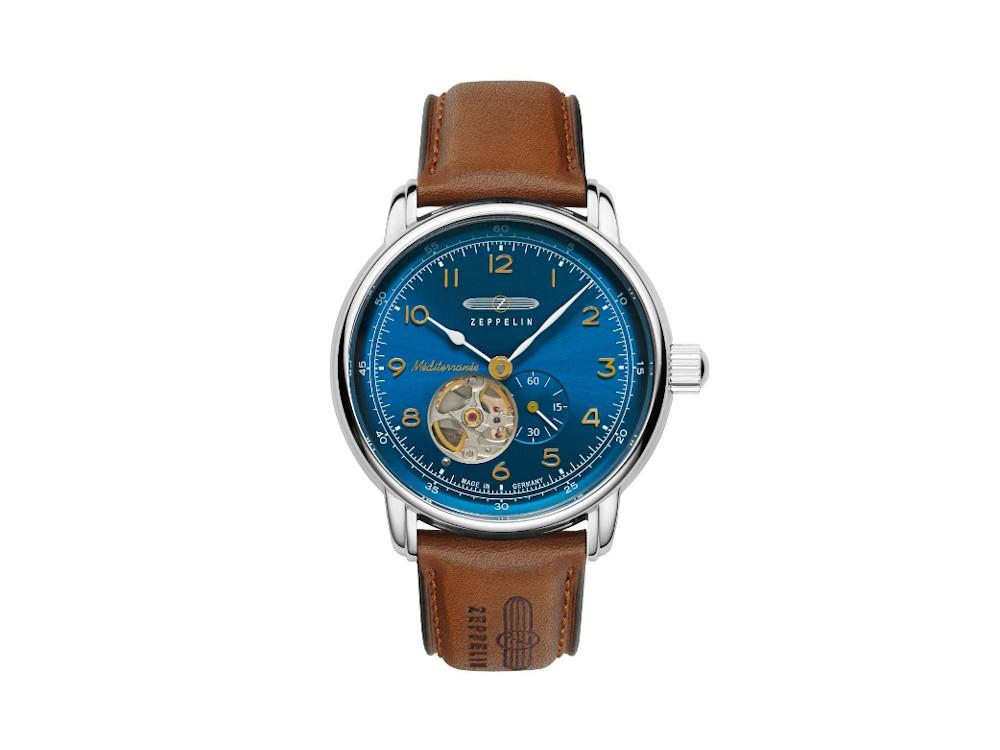 Zeppelin Méditerranée Open Heart Automatik Uhr, Blau, 40 mm, 9666-3